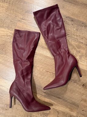 Open Edit -Nordstrom Women's Tall Pointed-Toe Stiletto Boot - Burgundy 8.5